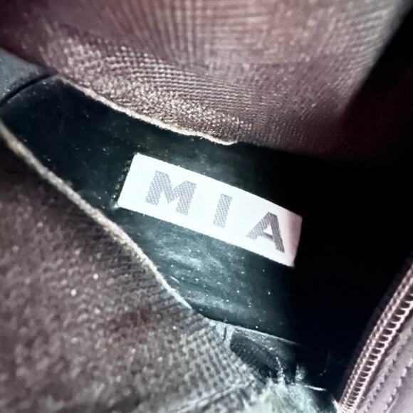 Mia Vintage Black Nylon Stretch Square Toe Platform 90s Y2K Mid Calf Boots 9 - Picture 12 of 13